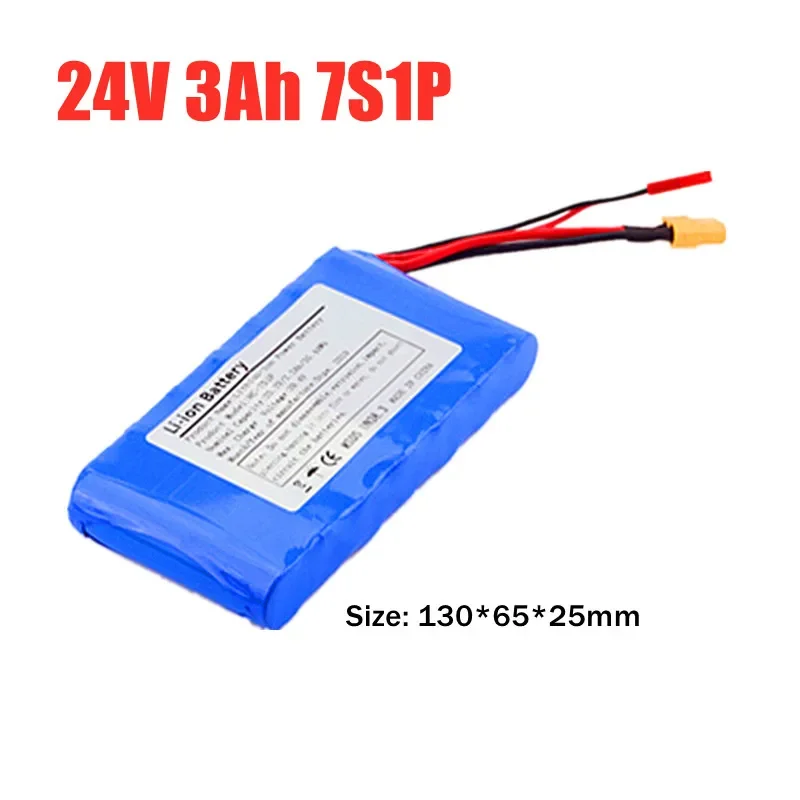 24V 3Ah 7S1P 25.2V 29.4V 3000mAh Lithium-ion Battery Pack for Small Electric Unicycles Scooters Toys Bicycle Built-in BMS