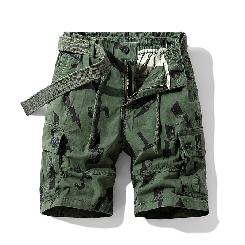 

Fashionable Printed Multi-Color Workwear Shorts Men's Summer 2024 New Multi-Pocket Pants Loose Straight Casual Shorts