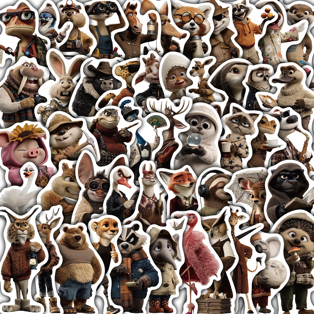50 autocollants amusants et confortables avec des poses d'animaux pour la photographie, autocollants imperméables pour ordinateur portable, bagages, téléphone, moto, communauté, dortoir