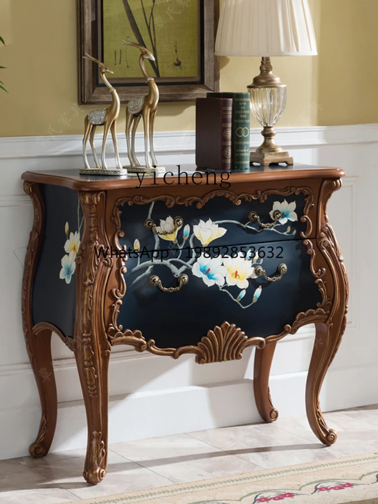 ZZ Chest of Drawers Solid Wood Living Room Aisle Cabinet Fork Waist Decorative Painted Cabinet Bedroom Chest of Drawer