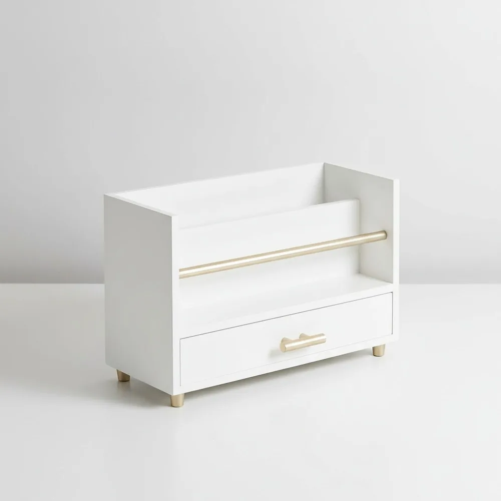 

Элегантный сортировщик белых и золотых писем для организации офиса, современный настольный аксессуар для профессионалов