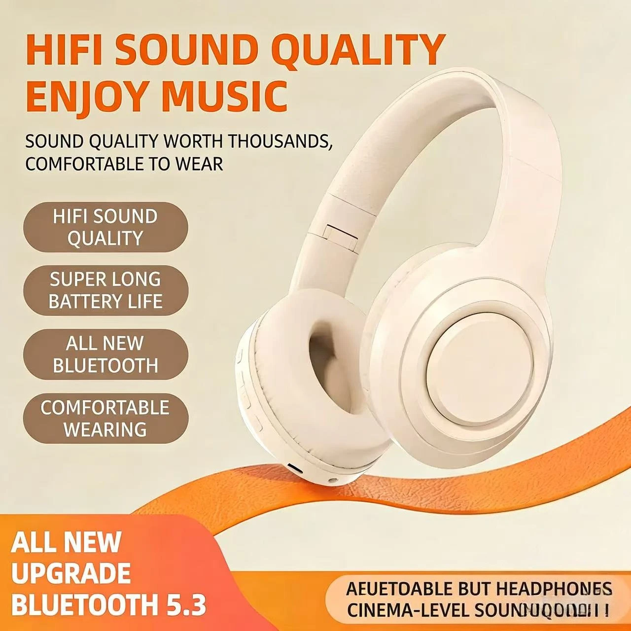 Over Ear HIFI Stereo Headsets Wireless Bluetooth Headphones 
