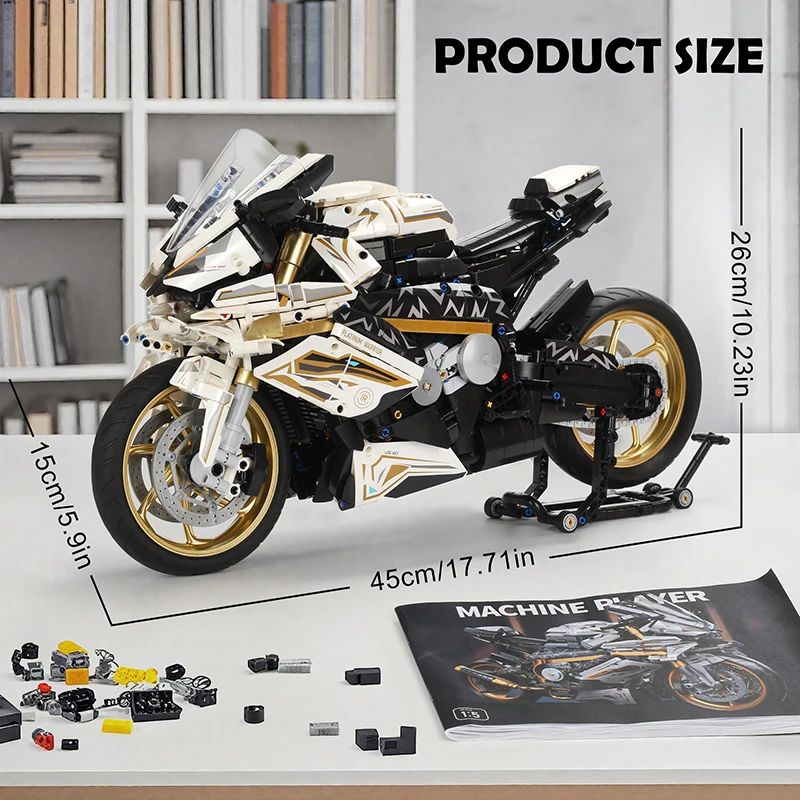 2000PCS 1000RR motorfiets bouwstenen set - 1:5 schaal racemodel montagekit, verzamelspeelgoed cadeau voor tieners en volwassenen jongen