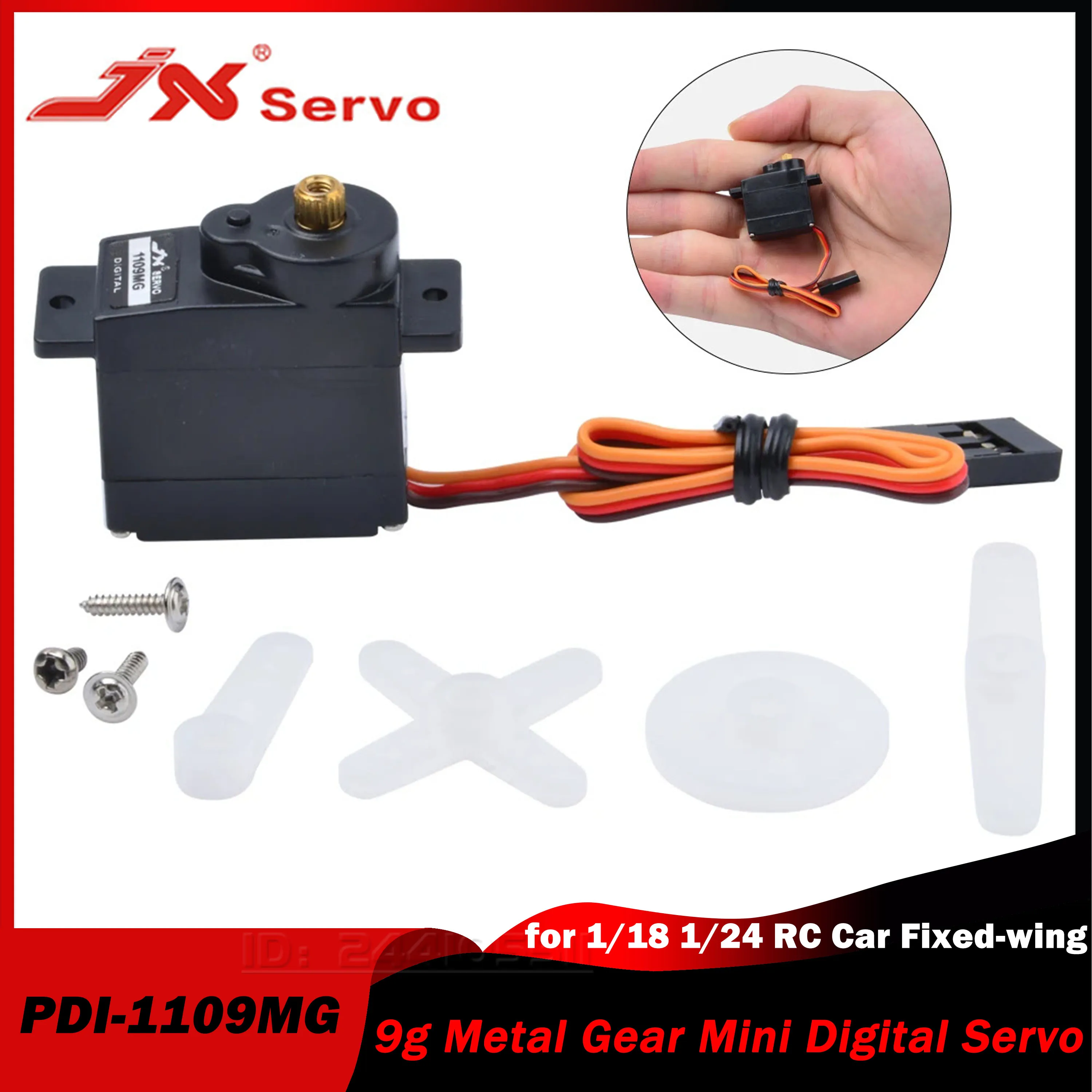 JX 9g 2.5kg PDI-1109MG Metal Gear Micro Digital Servo Motor 4.8-6V for 1/18 1/24 Mini RC Car Fixed-wing Airplane Robot Toy Part