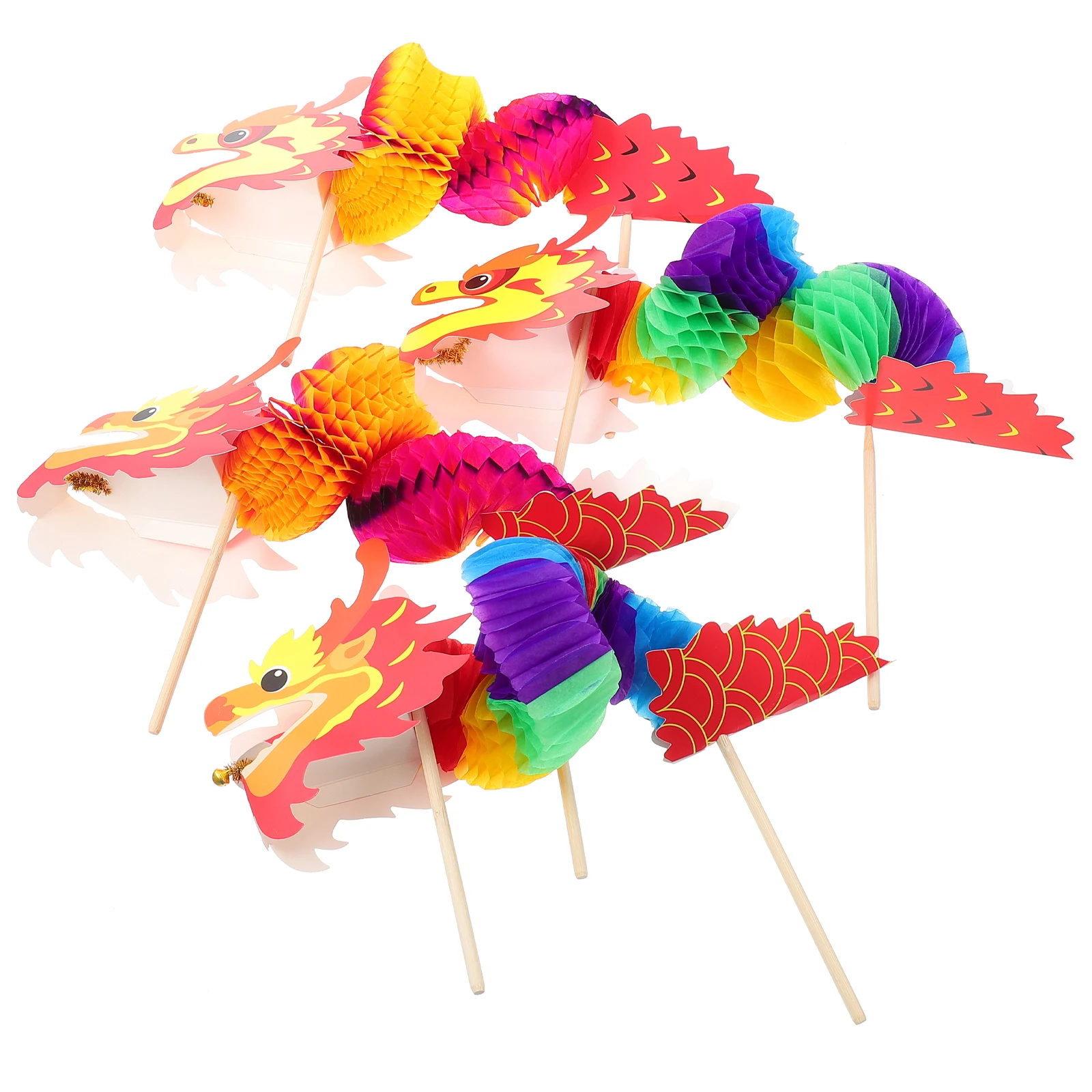 Kit d'artisanat en papier Dragon du nouvel an chinois, matériaux de bricolage pour enfants, fourniture d'éducation artisanale, accessoires de bricolage, 4 ensembles