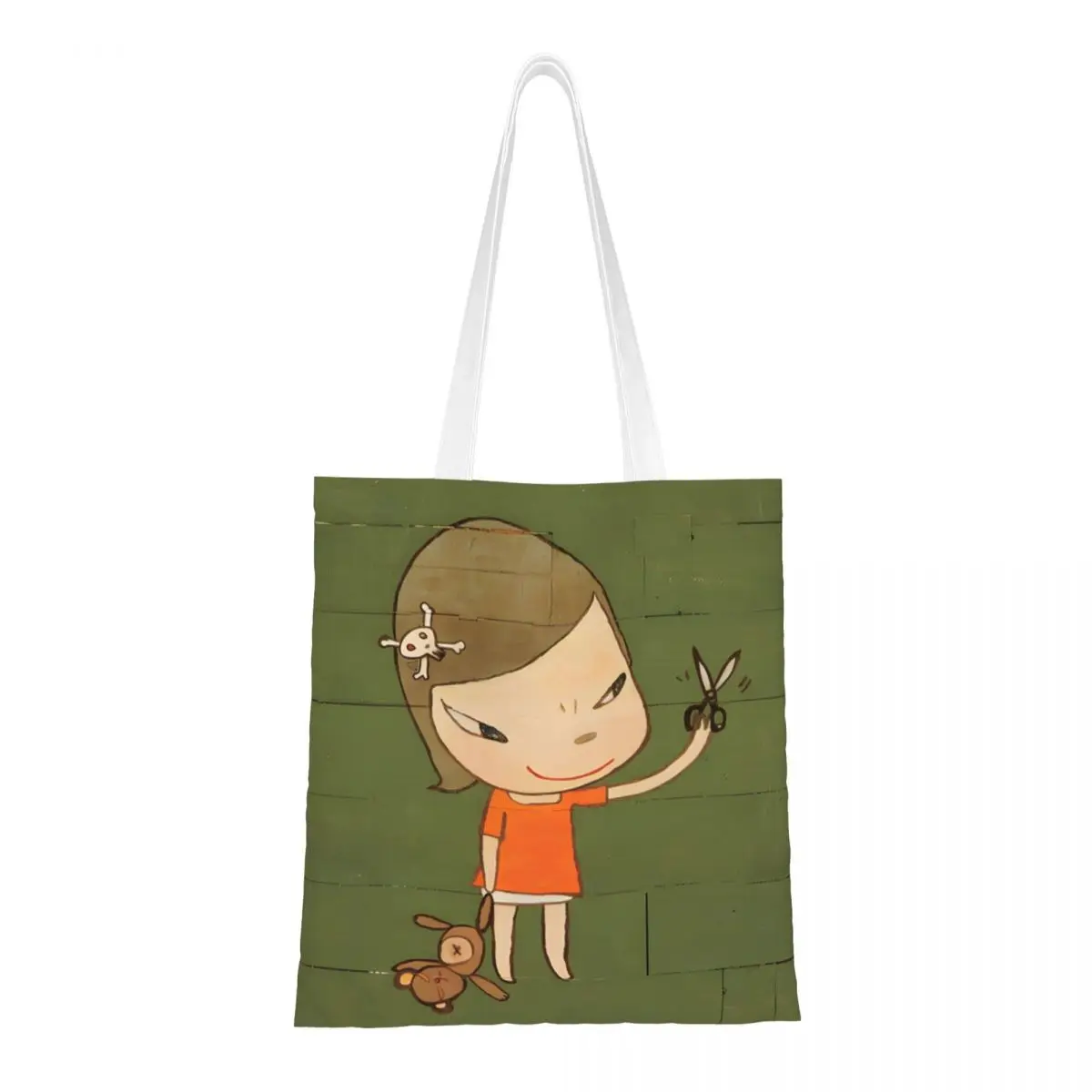 Yoshitomo Nara Real One Tote Bags Women Handbag Canvas College Shoulder Bag Reusable Shopping Bag