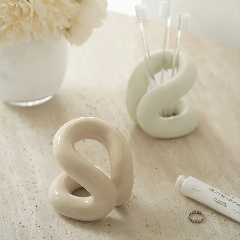 

Nordic Rope Knot Series Ceramics Toothbrush Rack Storage Rack Lovers Toilet Toothpaste Decoration Storage Rack Home Decoration