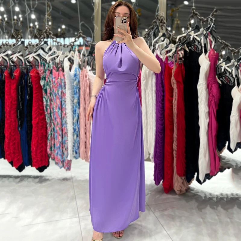 

Thinyfull 2023 Mermaid Prom Evening Dresses Saudi Arabia Halter Neck Backless Side Slit Cocktail Party Prom Gowns Custom Size