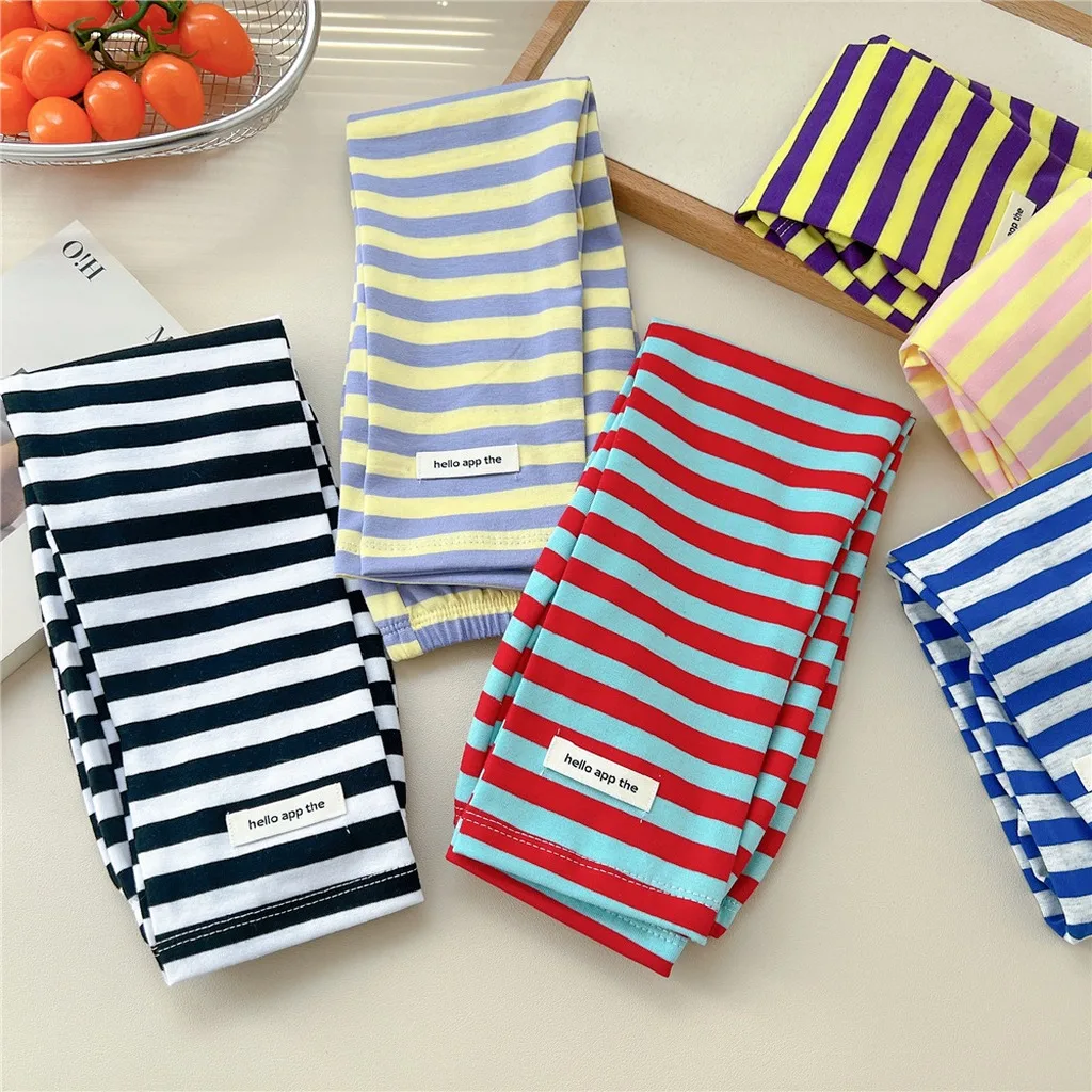 Summer Outdoor Cycling Women's Loose Version Color Block Striped Sun Protection Sleeve Covers Fingerless Arm Protectors