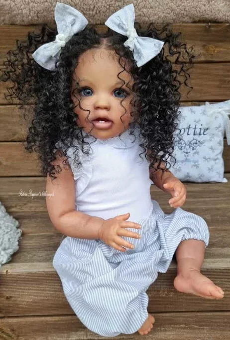 EGO 24inch Reborn Doll Lottie Light Black Complexion Rooted Hair Painted Finished