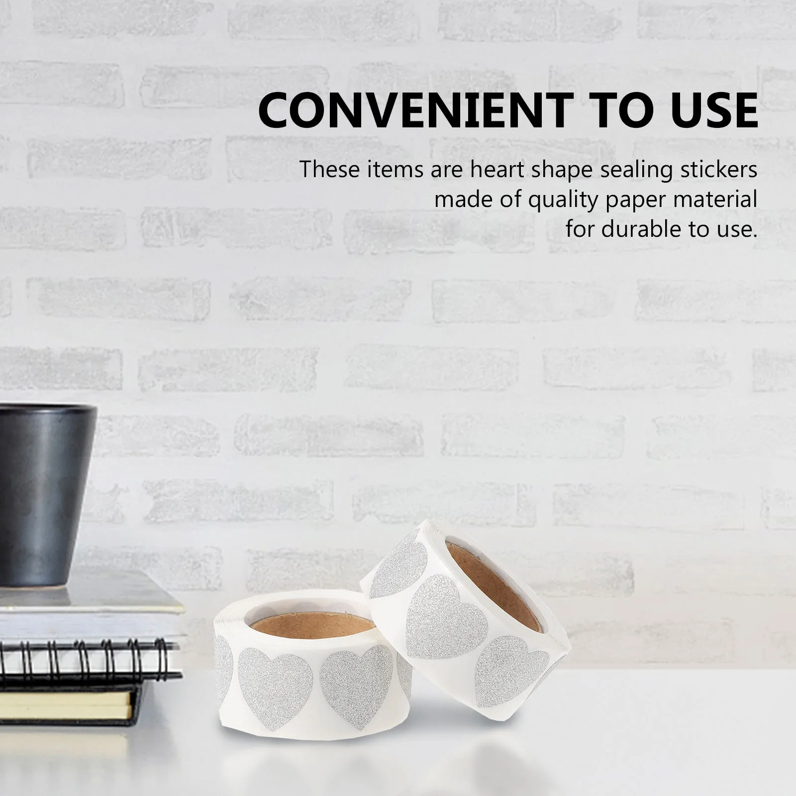 Heart Labels Stickers Self Adhesive Clear Silver Decorative 2 Rolls Sealing for Envelope DIY Gift Wrapping Valentine School