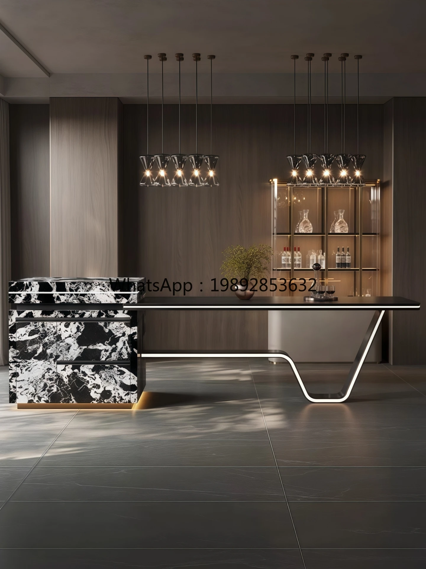 YFY Italian Style Light Luxury Rock Board Island Table Dining Table Integrated Home Modern Minimalist