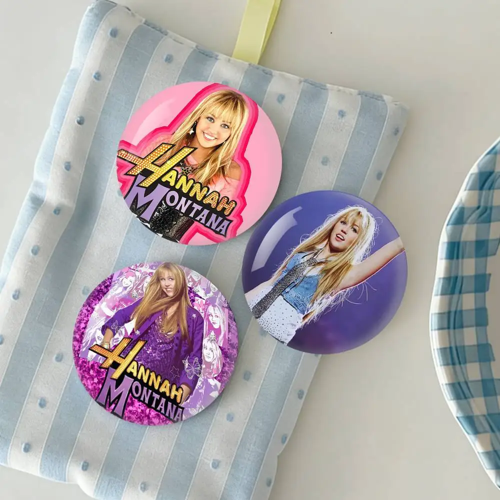 H-Hannah M-Montana  Badge Creative Pins Brooch for Bag Clothes Hat Decor Gifts Fans Collect