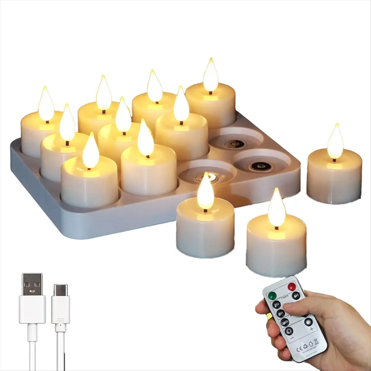 【45% OFF】Rechargeable Flameless Tea Lights with Charging Base & Remote Timer, for Home Christmas Wedding Decor 12 Pack