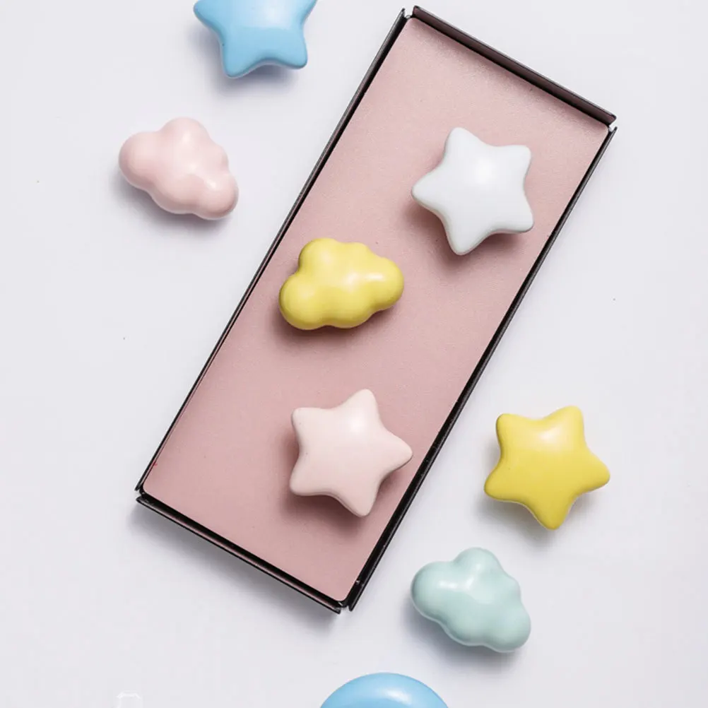 

2pcs Adorable Handle Creative Pull Bar Delicate Knobs Ceramic Handle Knob for Drawer Cabinet Furniture Door (Moon Yellow)