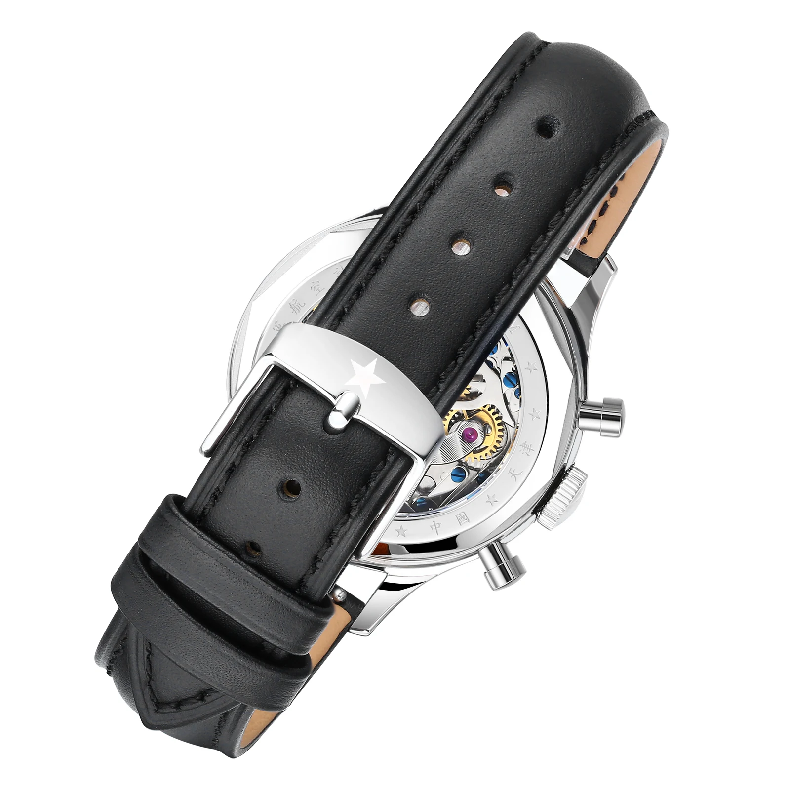 Seagull 1963 International Edition Men's Mechanical Watch Chronograph Pilot Manual Winding Watch ST1901 Black Leather Strap Hot view 6