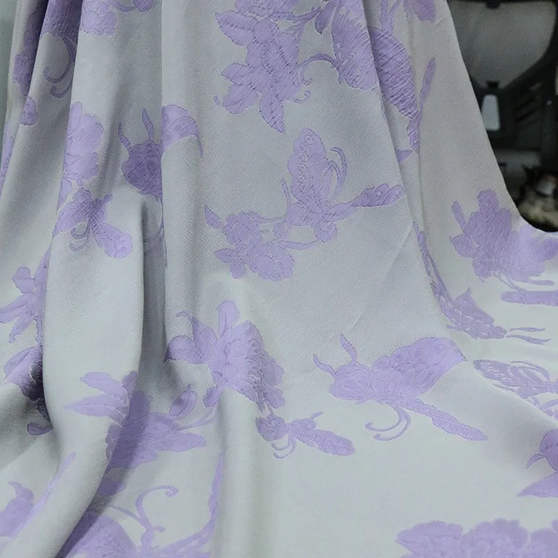 Silk embossed Crope crepe jacquard satin fabric with a wide lustrous finish fashion design