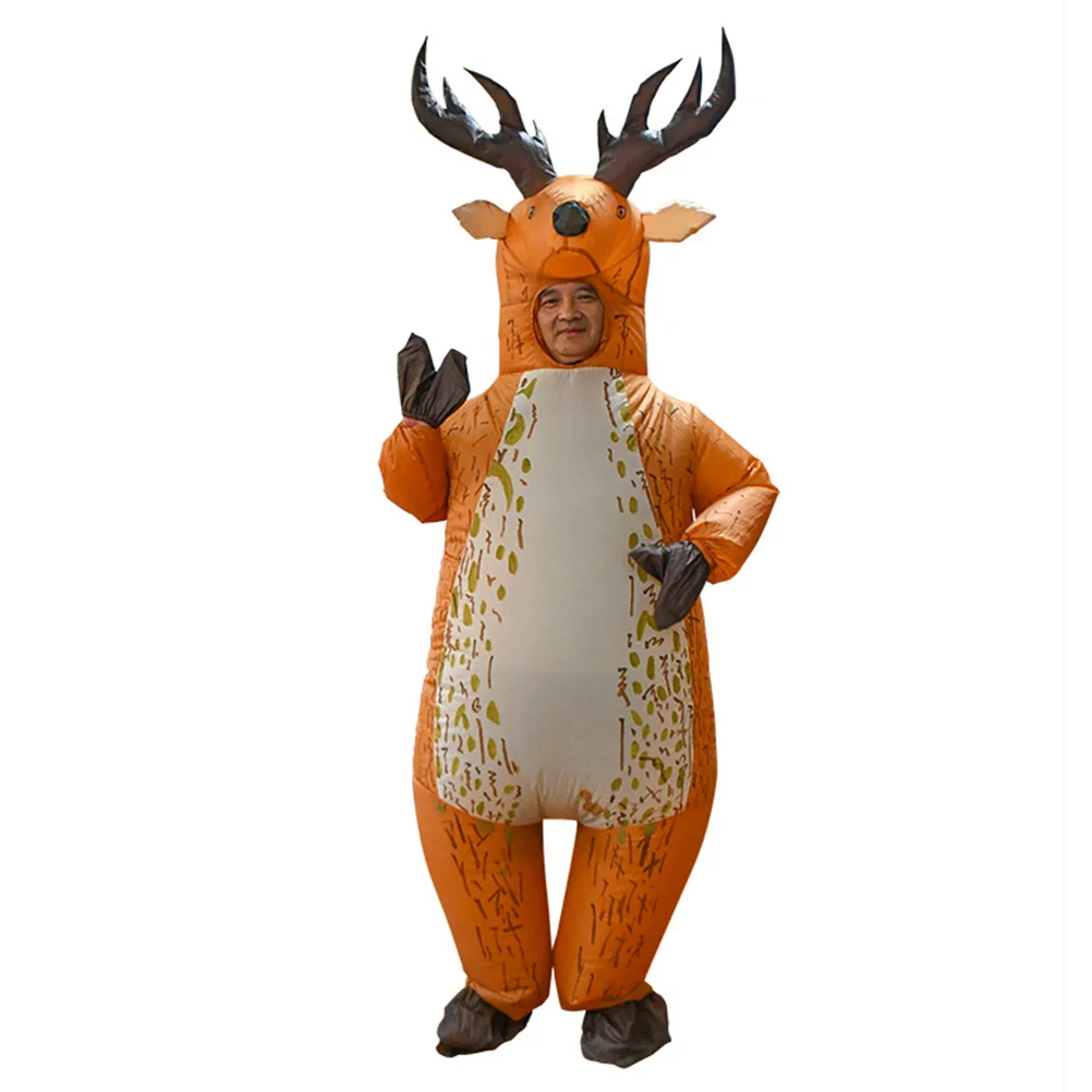 Costume de wapiti gonflable pour adultes, vêtements de cerf imbibés, cosplay de maquillage, amoureux de la performance, marron clair