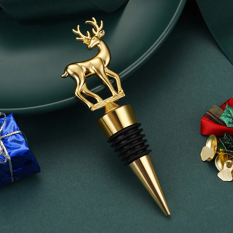 

Christmas Series Alloy Wine Stopper Elk Snowflake Shape Wine Bottle Decoration Themed Party Creative Wine Bottle Stoppers Gifts