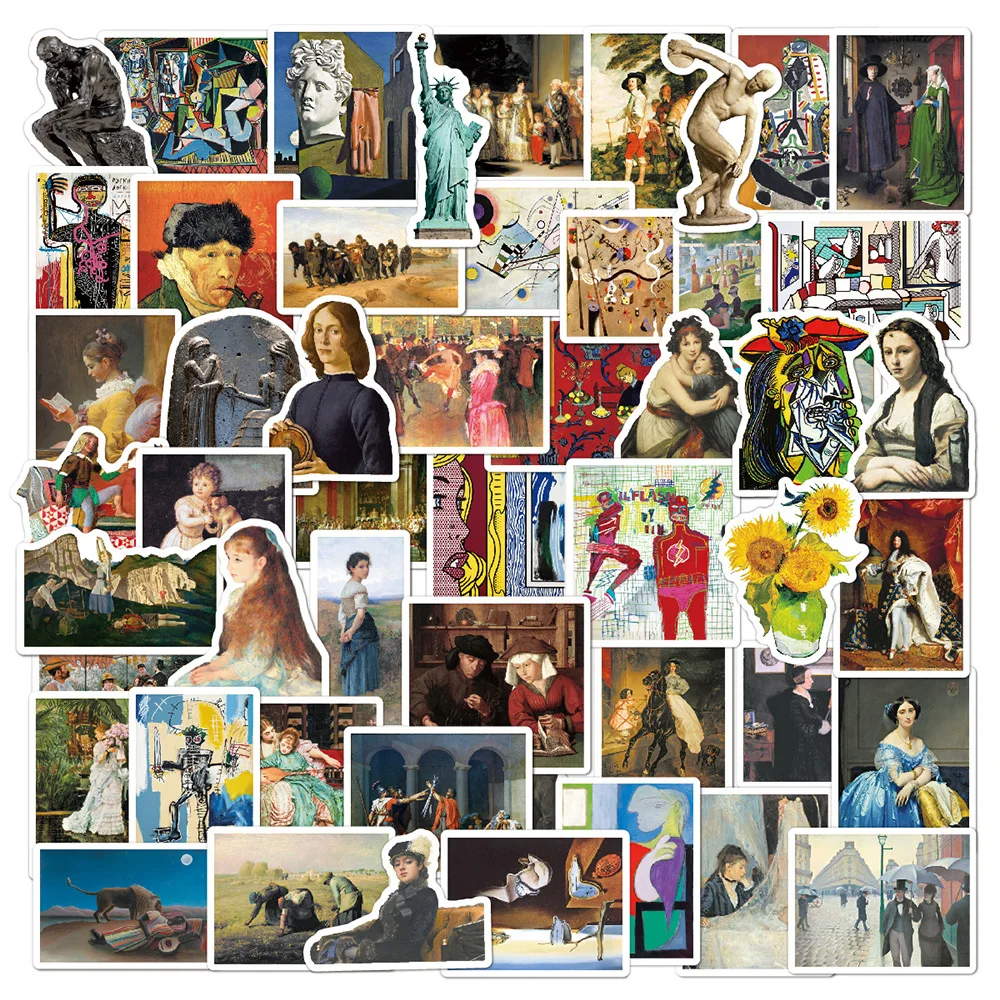 10/30/50/104 Stück Retro Ölgemälde Kunst Ästhetische Aufkleber Berühmte Kunstwerke Cartoon-Sticker Scrapbook Gepäck Handy-Dekoration