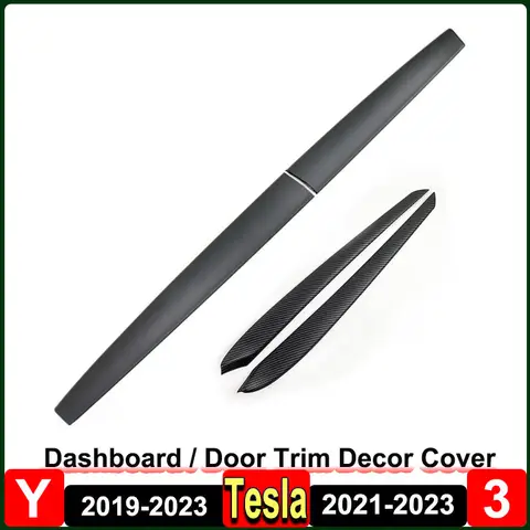 테슬라 모델 3 Y 대시 보드 패널 커버 도어 트림 장식 스티커 Model3 ABS 탄소 섬유 패턴 장식 액세서리