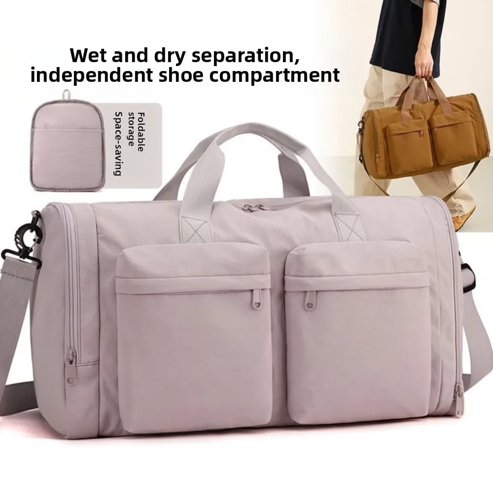 

Folding Travel Duffel Bag Waterproof Dustproof Gym Luggage Shoulder Bag Large Capacity Multi Pockets Carry-On Crossbody Bag