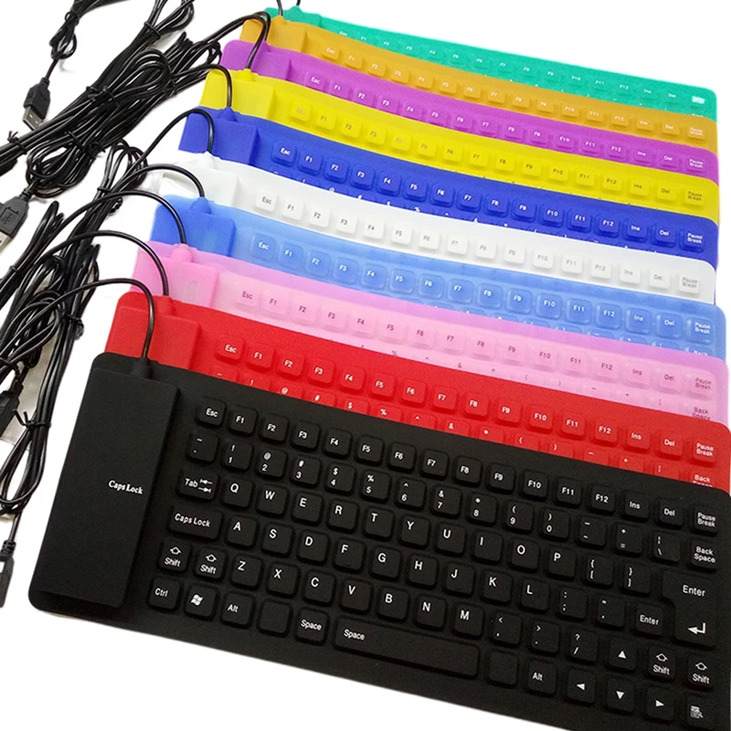 

85 Keys Portable Mini USB Keyboard Flexible Waterproof Soft Silicone Gaming Keyboard Tablet Foldable Computer Keyboard Laptop