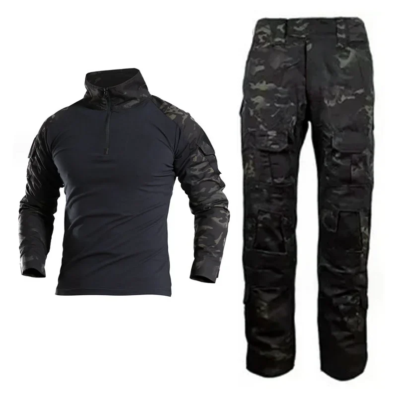 

Men's Hunting Suit Camouflage Pants Suit Frog Tactical Combat Uniform Black Men's Suit