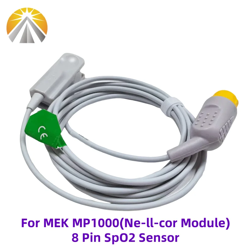 Sensor SpO2 reutilizable de 8 pines para MEK MP1000 MP1200 módulo de NE-LL-COR sonda de ritmo cardíaco SAO2 Clip de dedo para adultos sonda SpO2