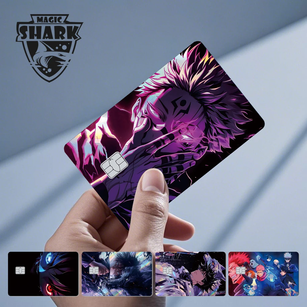 1 шт. передняя наклейка J-Jujutsu K-Kaisen аниме лазерная голографическая Итадори Юджи Мегуми Годзё кредитная дебетовая банковская карта наклейка пленка кожа