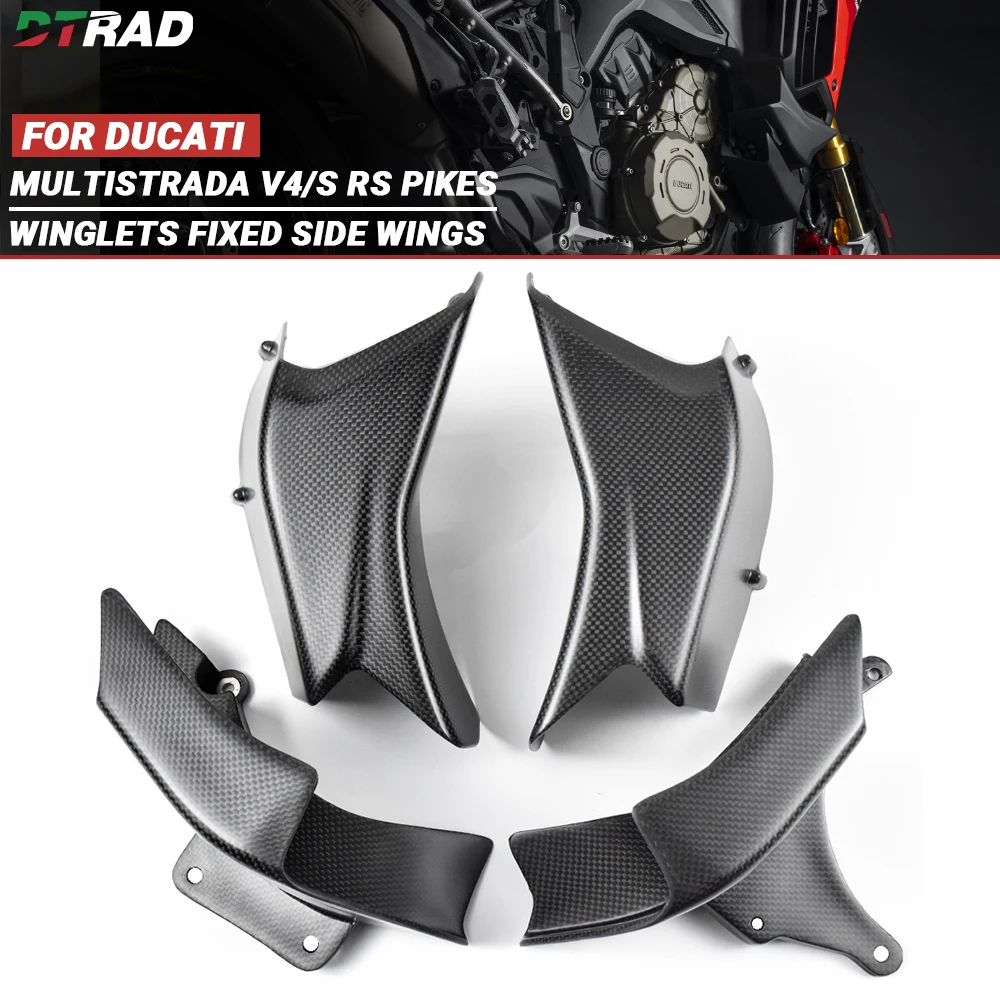 Carbon Fiber Upper Lower Winglets Fixed Side Wing For DUCATI Multistrada V4 V4S Pikes Peak/Rally/RS 2021-2025 Motorcycle Fairing
