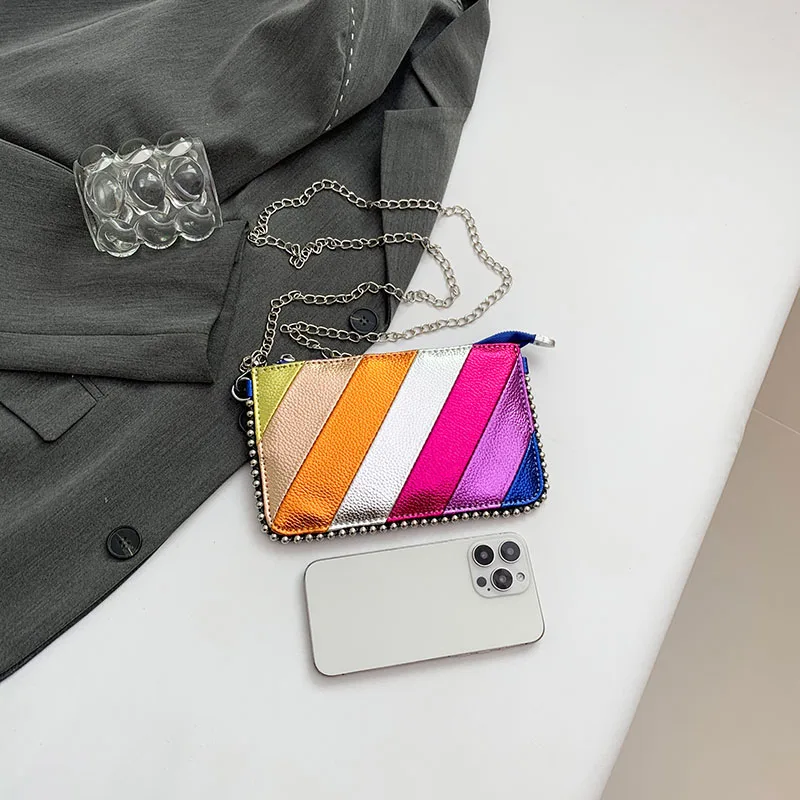 Wielokolorowe torby Crossbody dla kobiet modna kopertówka z łańcuszkiem torebki na telefon komórkowy podróżna torba na ramię na wakacje Sac A Main Female