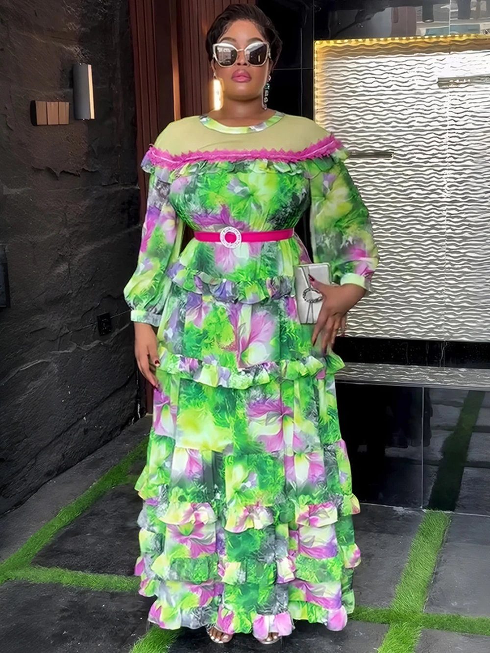 2025 여성을위한 여름 쉬폰 롱 드레스 아프리카 대시 키 프린트 가운 두바이 터키 Kaftan Abayas 파티 이브닝 ​​가운 레이디 의류