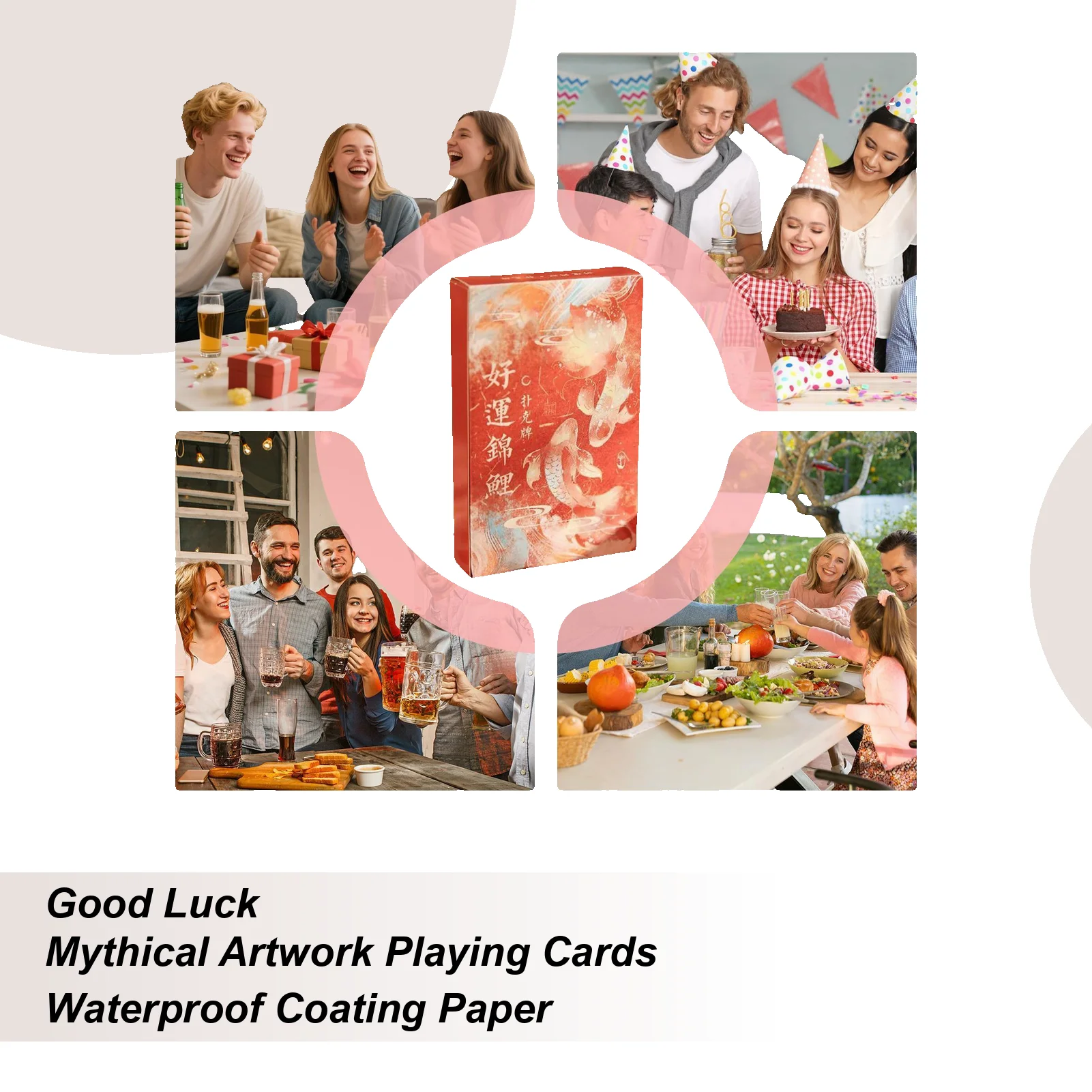 Poker Card Tabletop Board Game Chinese Mythology Fish Pattern Card Games For Families For Party Group Social Holiday Family