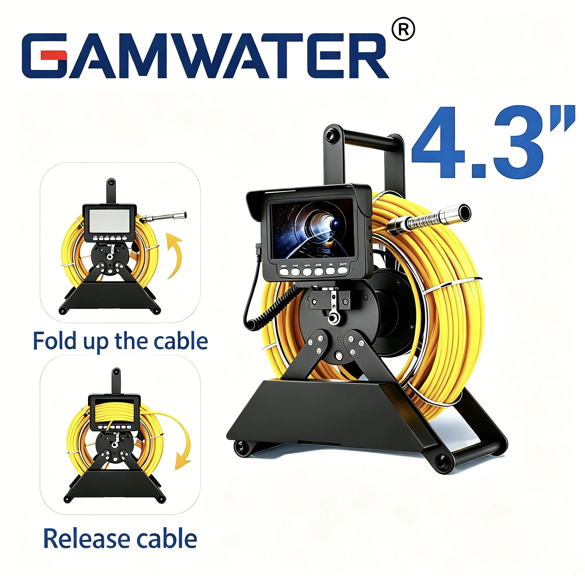 Kanalinspektionskamera mit 16GB Videoaufzeichnung, 17MM/22mm Abfluss-Industrie-Endoskopkamera, wasserdicht, 4500mAh Akku, 20/30/50M
