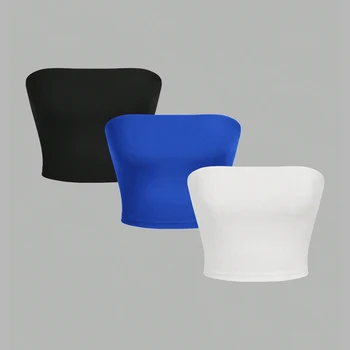 Strapless vest voor dames, mouwloze crop top, damestop met platte mond en navel omwikkelde borst ﻿ feestoutfit strapless vestkleding