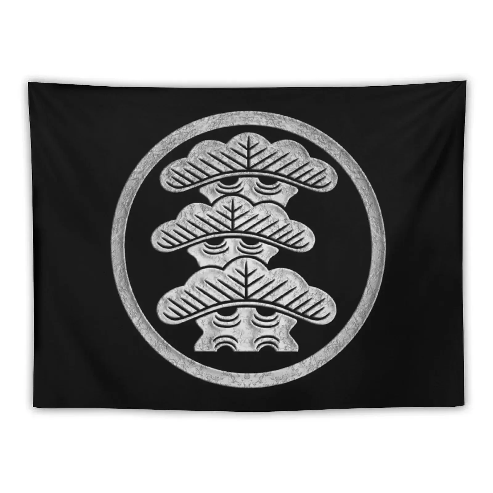 Sankai Matsu Kamon in Silver Foil Tapestry Decoration Aesthetic Aesthetic Decoration Wall Decor Tapestry