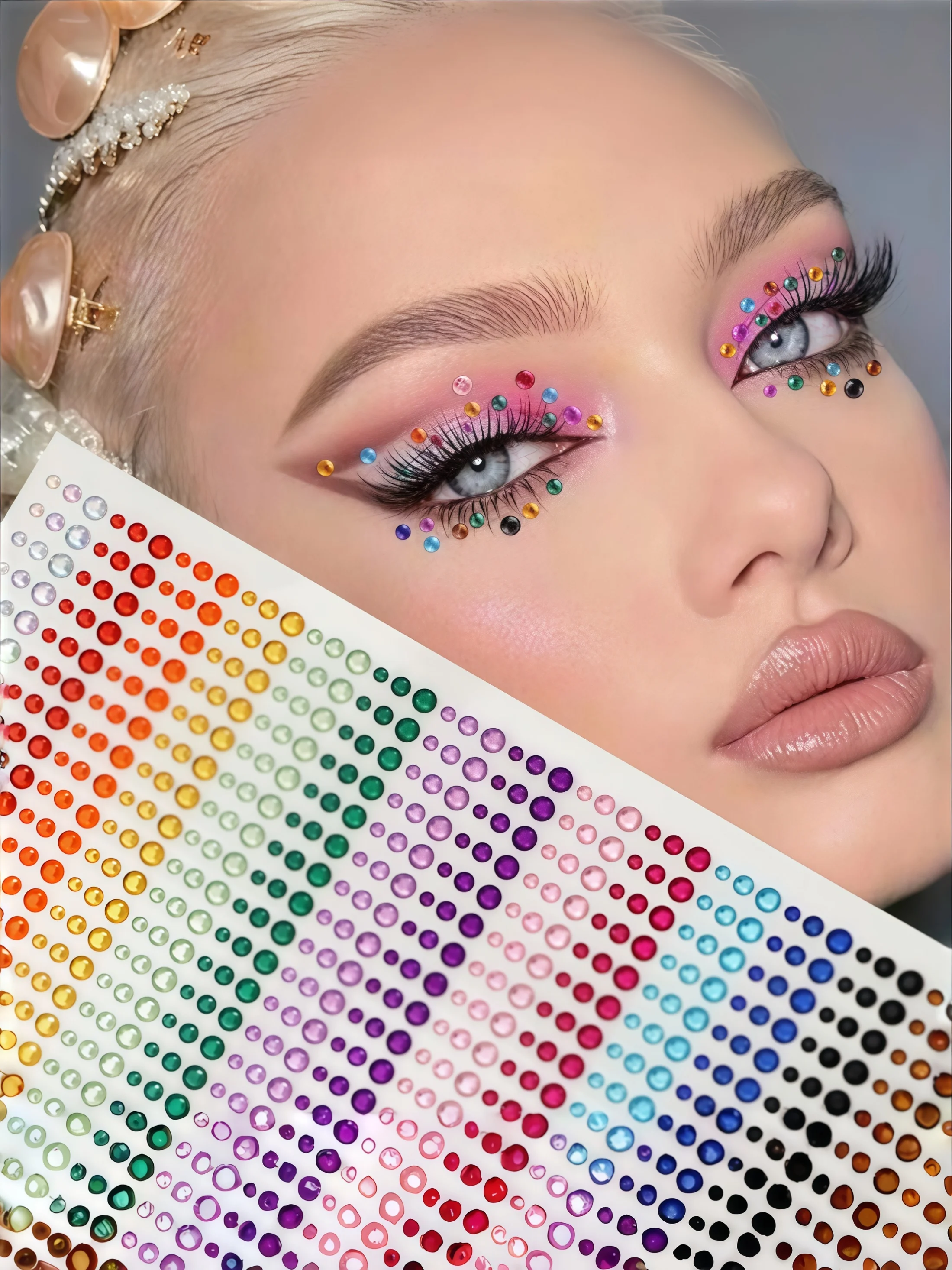 900/450/225 Pieces of 15-Color 3D Self-Adhesive Rhinestone Stickers - Round Shiny Gemstone Decals for Face, Body, and Nail Art - Ideal for Stage, Concert, Party, and Makeup Decoration, Party Accessories, Vibrant Patterns, High-Gloss Effect, Stage Decoration, Event Arrangement