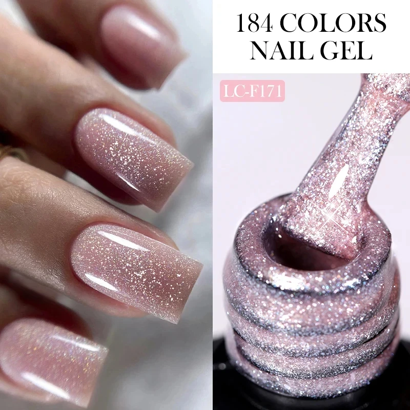 LILYCUTE 7ML Funkelnder Gel-Nagellack Glitzer-Pailletten Gel Semi Permanent Vernis Lack Soak Off UV LED Nail Art Base Top Coat