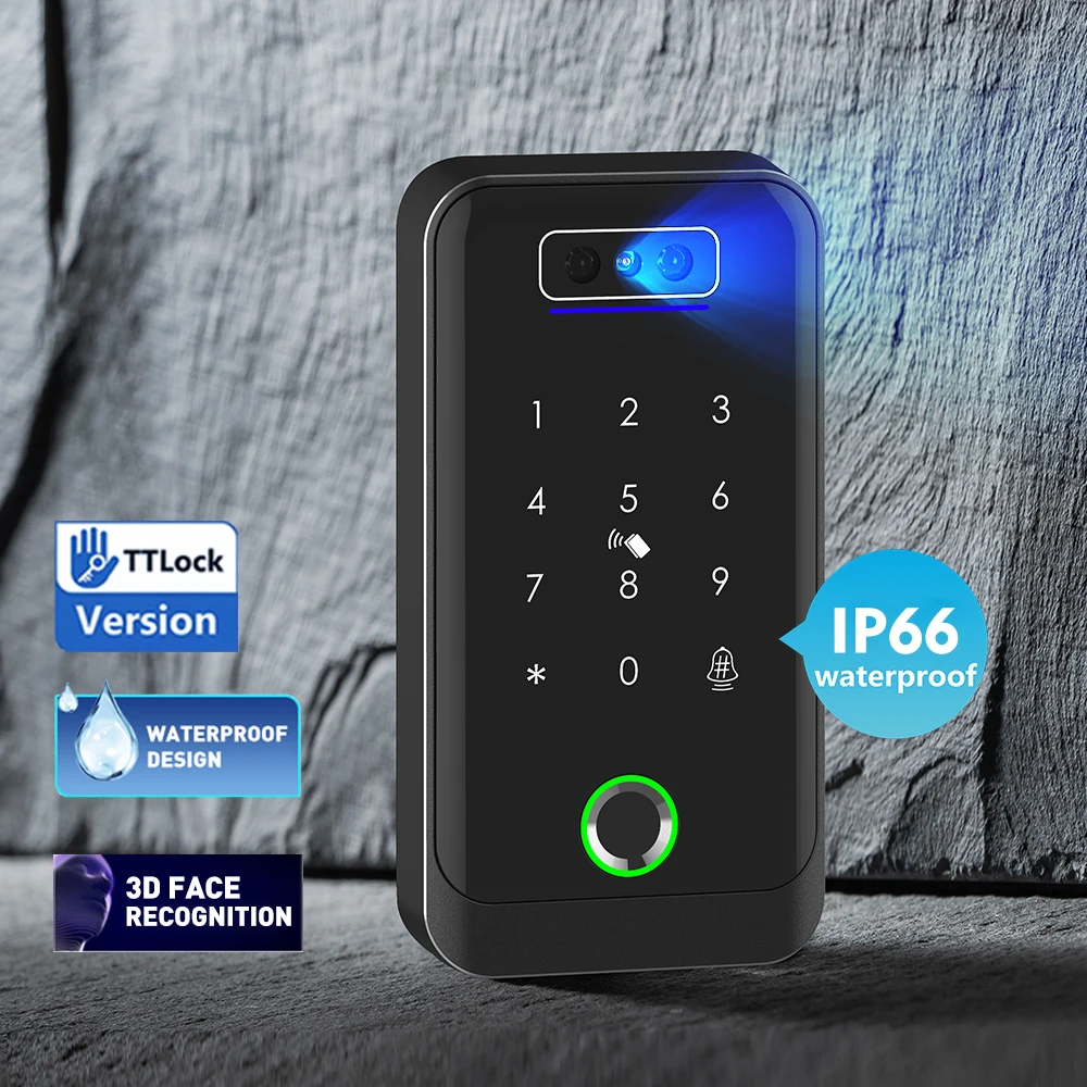 2026 Hot！AC04 3D Face Fingerprint Code Card Waterproof IP66 DC12V Access Control System For Office Public Door Hotel Apartment