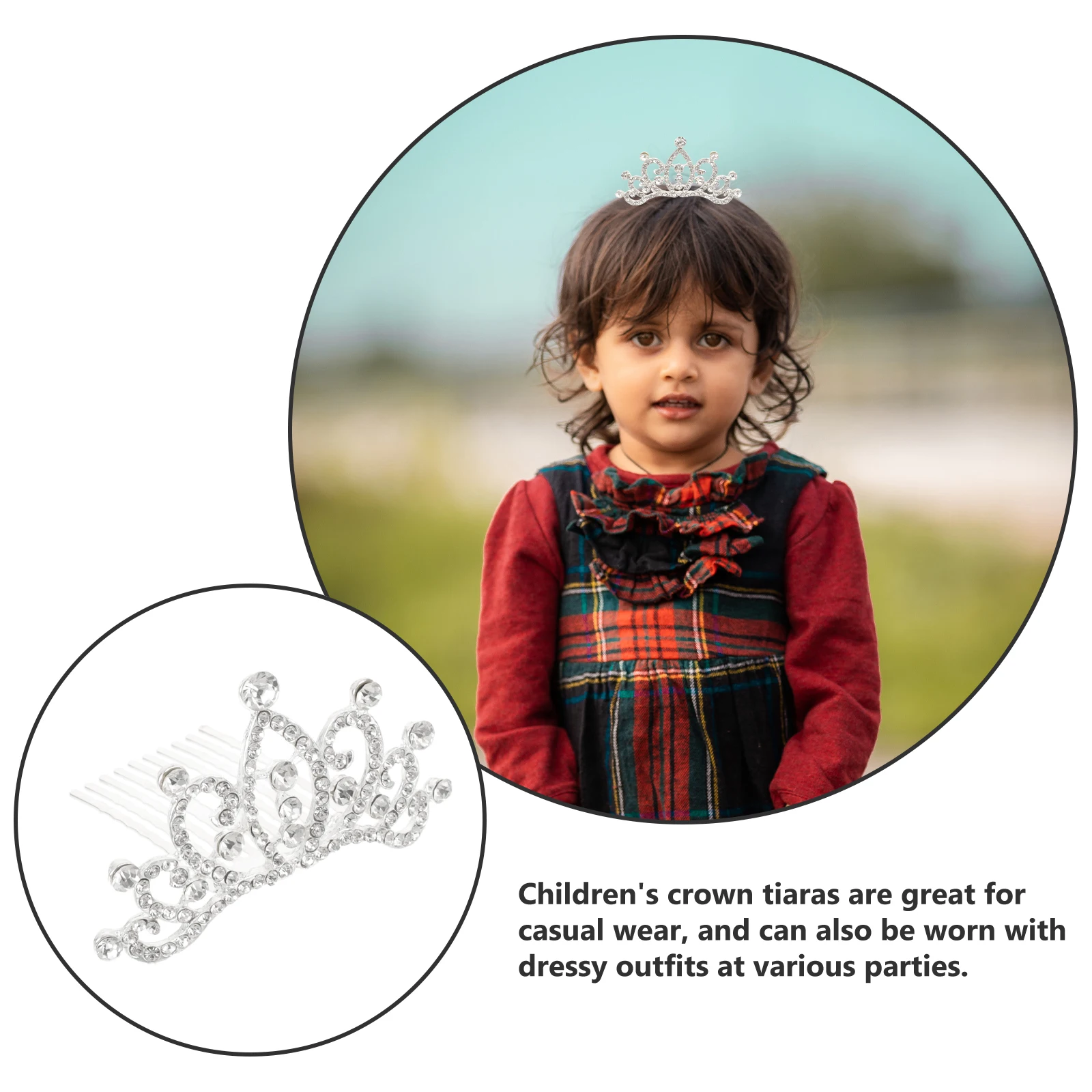 

Children Rhinestone Comb Tiara Crown Sparkling Hair Jewelry for Party Birthday Cosplay Kids Crown Headpiece Decoration