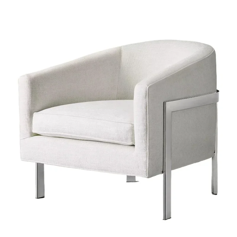 

Italian modern simple fabric sofa Nordic light luxury solid wood single leisure chair solid wood