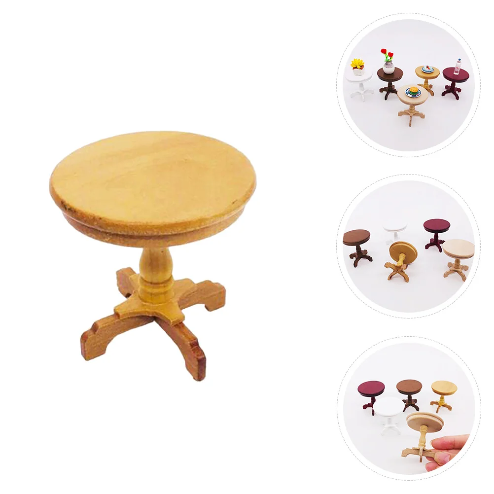 Table ronde Miniature en bois naturel, Design rétro, Durable, léger, Adorable, ornement de meubles pour Mini décoration de maison, 1 pièce