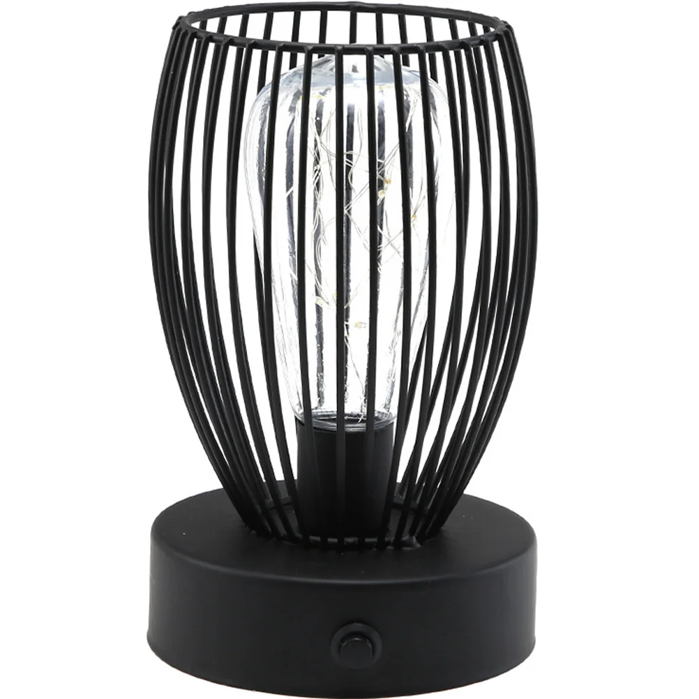 

Wrought Iron Hollow Table Lamp Portable Night Light Decorative Indoor Lighting Bedside Table Lamps Rustic Accent Lamp for Living