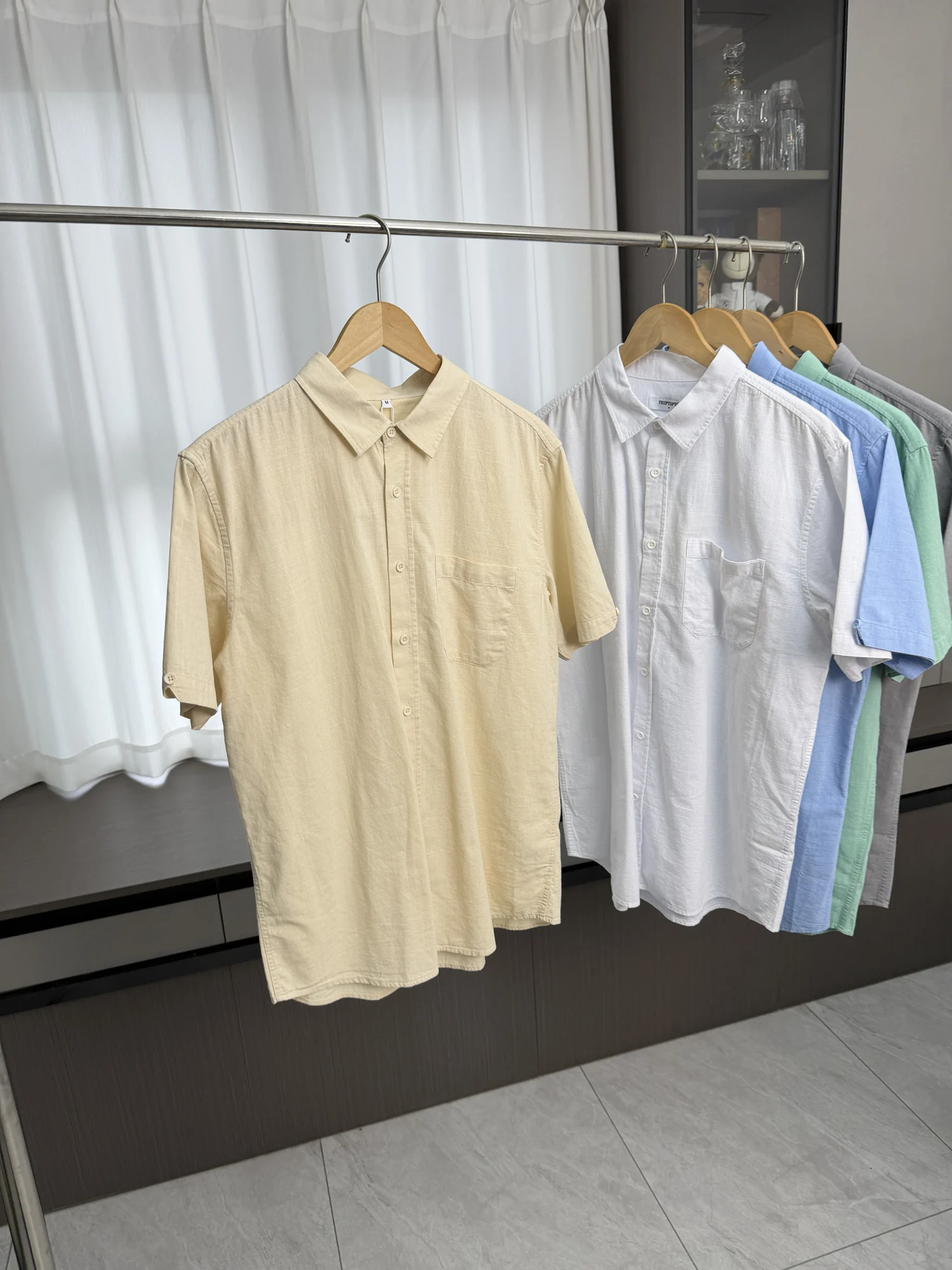 Men's Summer Short Sleeve Shirt Linen Cotton Blend Moisture Wicking Versatile Casual Fashion Urban Style Standard Fit Daily Wear