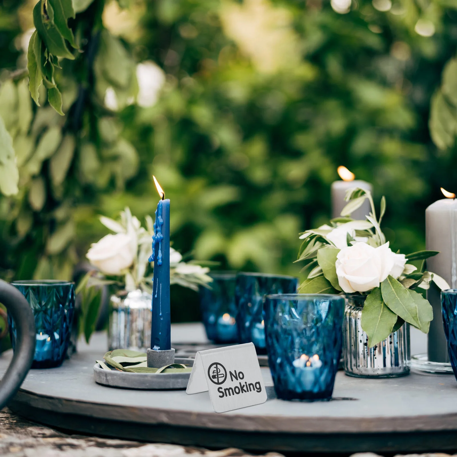 2 قطعة من الفولاذ المقاوم للصدأ المتين ممنوع التدخين، لافتة طاولة محجوزة على الوجهين، تصميم حديث للمنزل