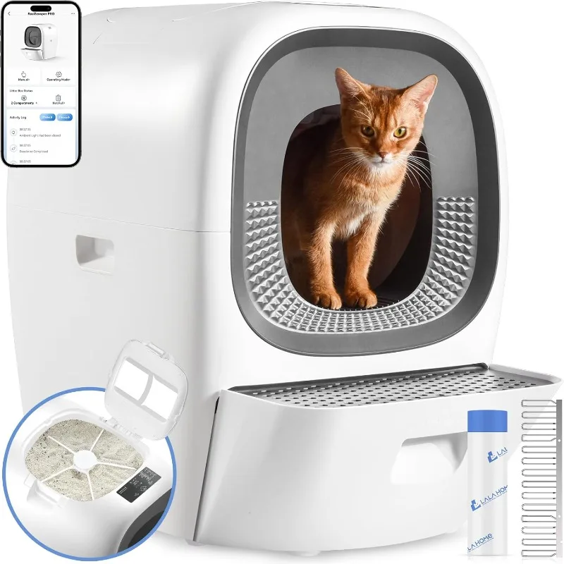 

Self Cleaning Litter Box Auto Refill, Automatic Cat Litter Box for Multiple Cats, Odor-Removal/Smart App Control/Safety Protecti