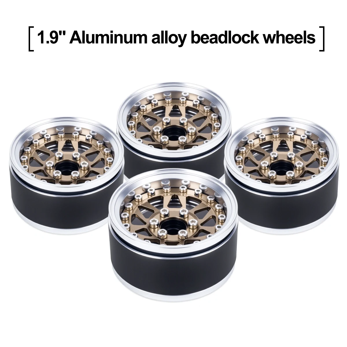 4Pcs 1.9 Aluminum Beadlock Wheel Rims Adjustable Offsetfor 1/10 RC Crawler Car TRX4 TRX6 SCX10 90046 GEN7 8 D90 Upgrade Parts