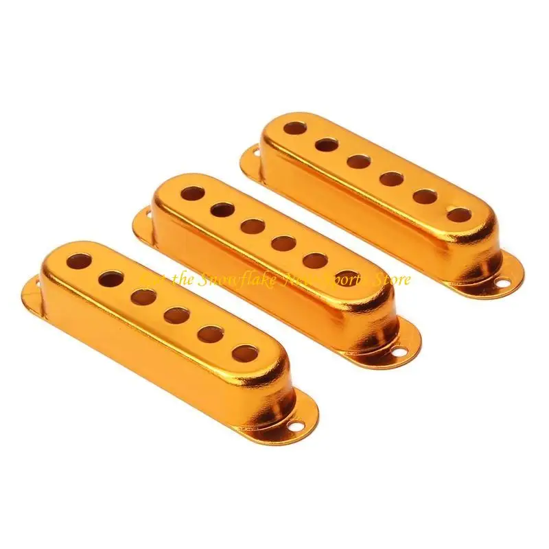 E56D 3 Pcs Brass Single-Coil Pickup Covers Replacement Guitar 6 Holes Pickup Covers