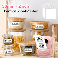 P50 Portable Thermal Label Printer Mini Self Adhesive Sticker Labeling Machine No Ink Printing Labeller or 3Pcs Tape Stickers